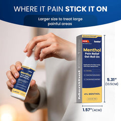 Menthol Pain Relief Gel-Roll On (4% Menthol, 74ml) | Topical Gel for Nerve, Muscle, Neck, Shoulder, Knee, and Back Pain Relief