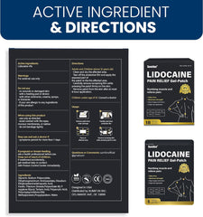 Lidocaine Pain Relief Gel-Patch (4% Lidocaine, 18 patches) | Medicated Patch for Body Aches and Pains