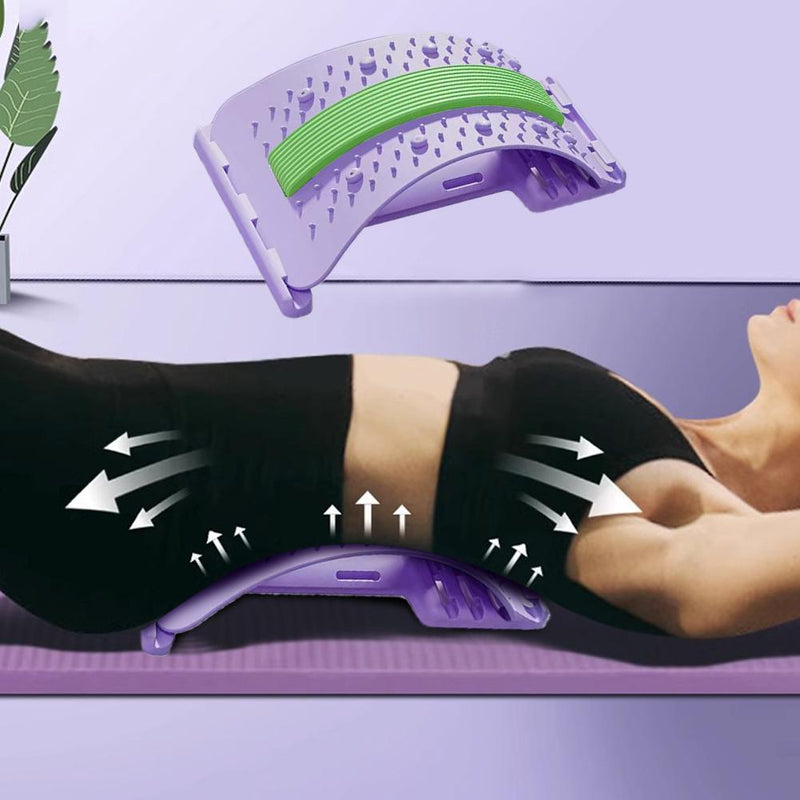 Adjustable Lumbar Stretcher for Back Pain Relief | 3-Level Back Stretcher, Lumbar Traction, and Lower Back Massage Board