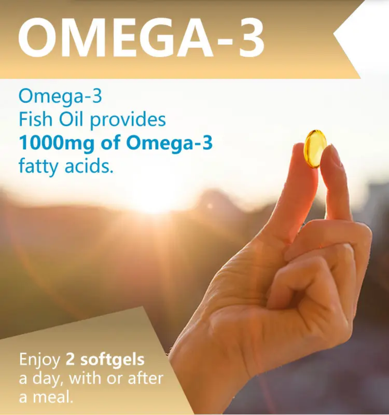 Omega-3 Fish Oil Capsules with EPA and DHA (100 softgels, 1000mg) | Dietary Supplement for Cardiovascular, Brain, Eye, Skin, Mood, and Inflammation