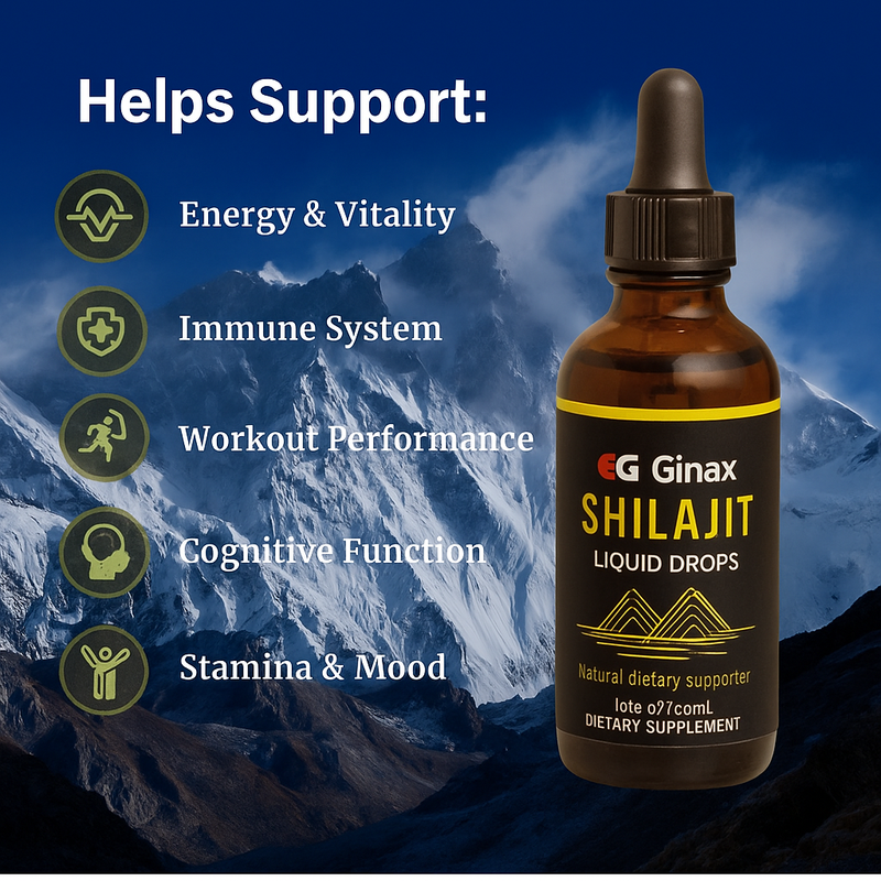 Shilajit Liquid Drops (60ml) | Dietary Supplement for Energy, Immunity, Performance, Cognitive Function, and Stamina