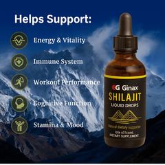 Shilajit Liquid Drops (60ml) | Dietary Supplement for Energy, Immunity, Performance, Cognitive Function, and Stamina