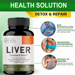 Liver Cleanse and Detox Capsules with Milk Thistle, Dandelion, Andrographis Paniculata, and Berberine (70 capsules, 250mg milk thistle)