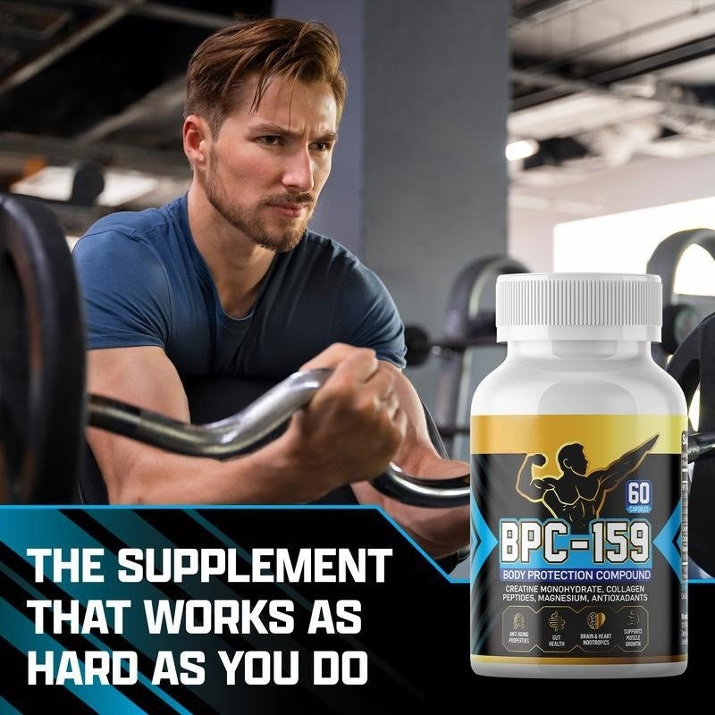 BPC-159 Capsules with Creatine Monohydrate, Collagen and Magnesium Glycinate (1500mcg BPC-159 blend, 400mg creatine monohydrate, 400mg collagen peptides)