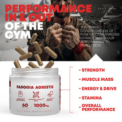 Fadogia Agrestis Capsule (1000mg) | Dietary Supplement for Energy, Muscle Mass, and Strength