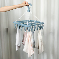 Multifunctional, Foldable and Space-Saving Laundry Hanger (32 pegs) | Plastic and Rotating Hanging Drying Rack