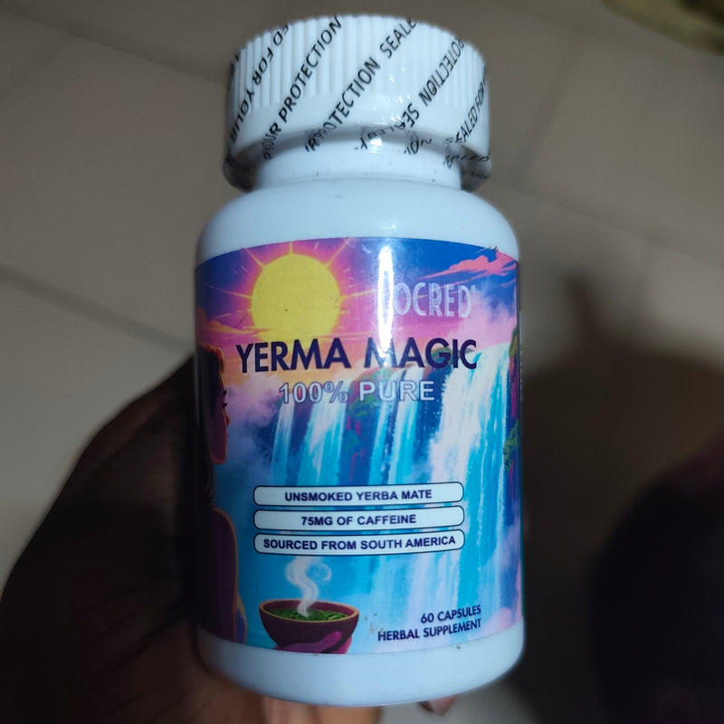 Yerma Magic Capsules with Yerba Mate (375mg) and Caffeine (75mg) | Dietary Supplement for Mental Focus, Fatigue, Digestion, and Mood