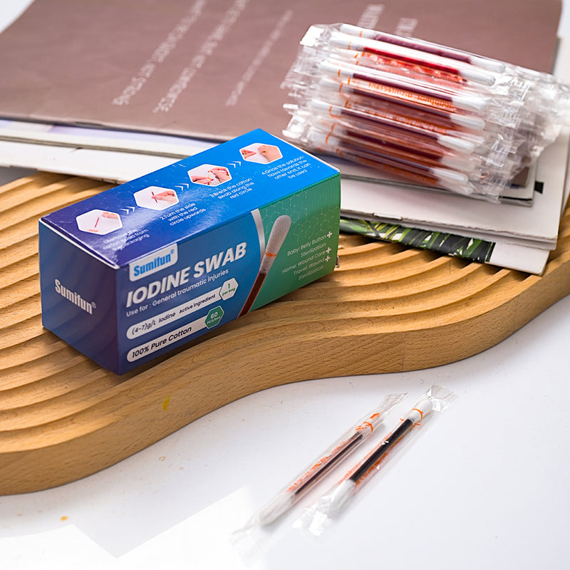 Iodine Swab (60 pieces) | Iodine Solution for Wound Sterilization, Wound Care, and Baby's Belly Button Sterilization