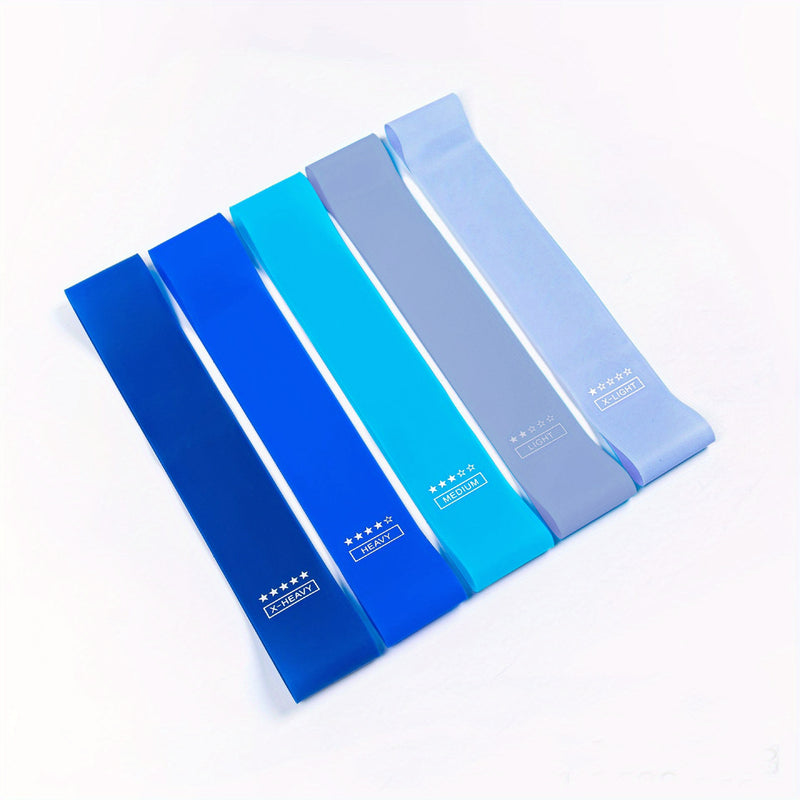 5-in-1 Resistance Loop Bands with Free Pouch (5 pieces: X-Light, Light, Medium, Heavy, and X-Heavy)