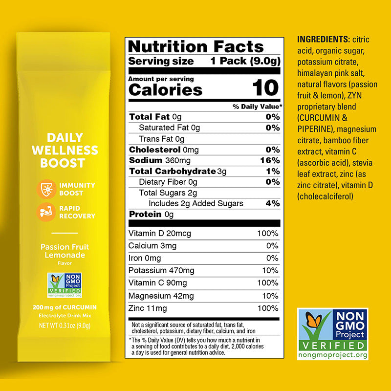 Hydration + Turmeric Electrolyte Drink Mix with Vitamins C & D and Zinc