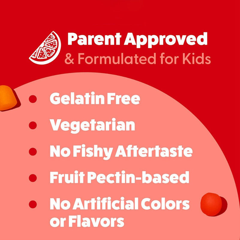 Omega + DHA Gummies for Kids with Omega-3, Omega-6, Omega-9, and Vitamin C (4+ years) | Dietary Supplement for Brain Development, Focus, and Heart Health