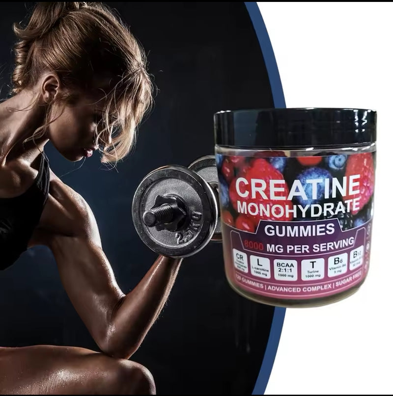 Creatine Monohydrate Gummies with L-Carnitine, BCAA, and Taurine (120 gummies, 8000mg)