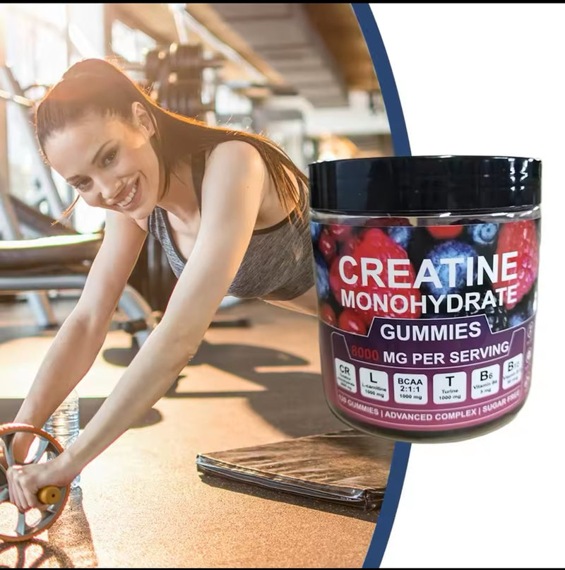 Creatine Monohydrate Gummies with L-Carnitine, BCAA, and Taurine (120 gummies, 8000mg)