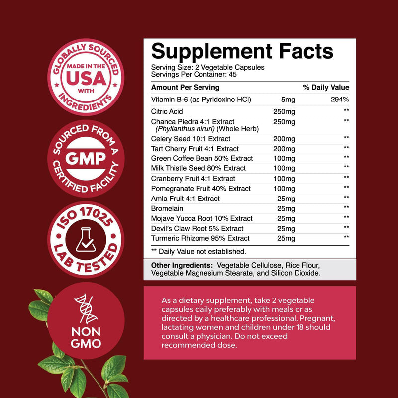 GINAX Uric Acid Support Capsules | Dietary Supplement for Joint, Mobility, Urinary Tract, and Acid Neutralization