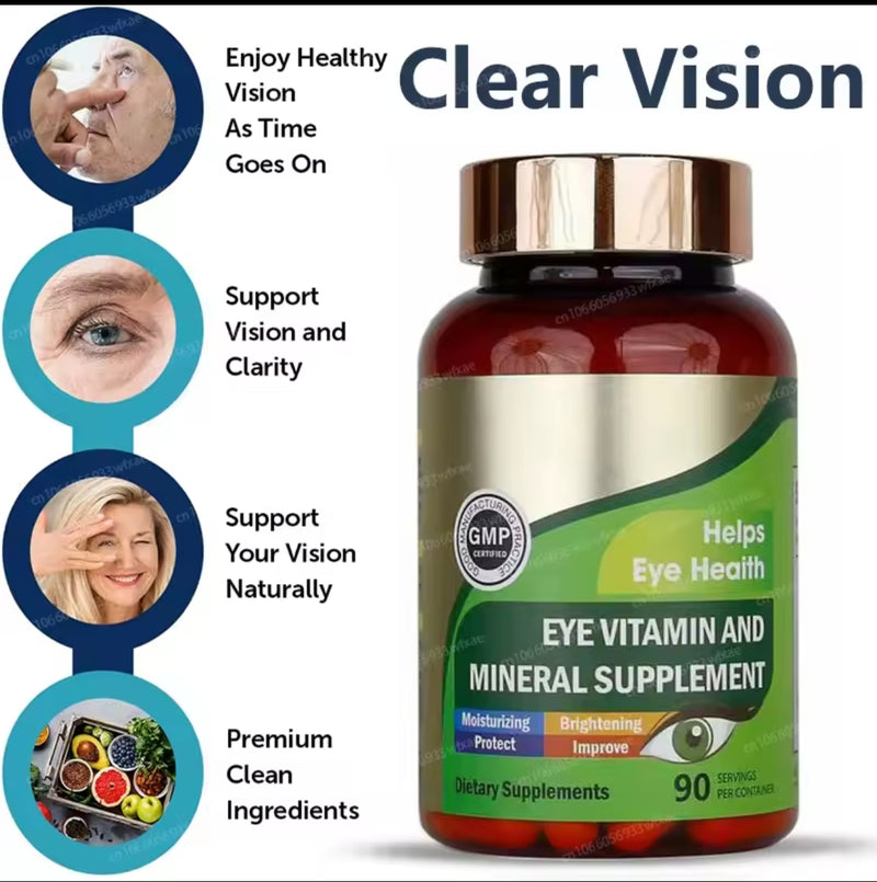 Eye Vitamin and Mineral Capsule | Dietary Supplement for Eye Strain, Dry Eyes, Eye Fatigue, Itchy Eyes, and Vision Care
