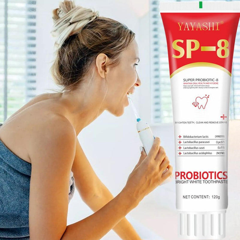YAYASHI Super Probiotic-8 Toothpaste (120g) | SP-8 Toothpaste for Teeth Whitening, Stubborn Stains, Yellow Teeth, and Fresh Breath