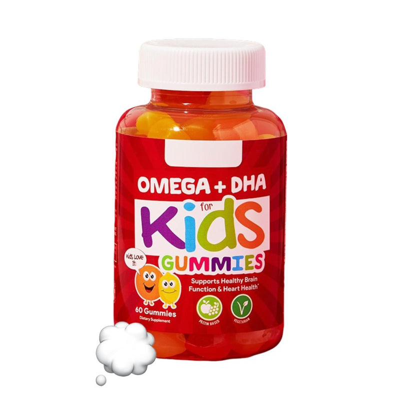 Omega + DHA Gummies for Kids with Omega-3, Omega-6, Omega-9, and Vitamin C (4+ years) | Dietary Supplement for Brain Development, Focus, and Heart Health