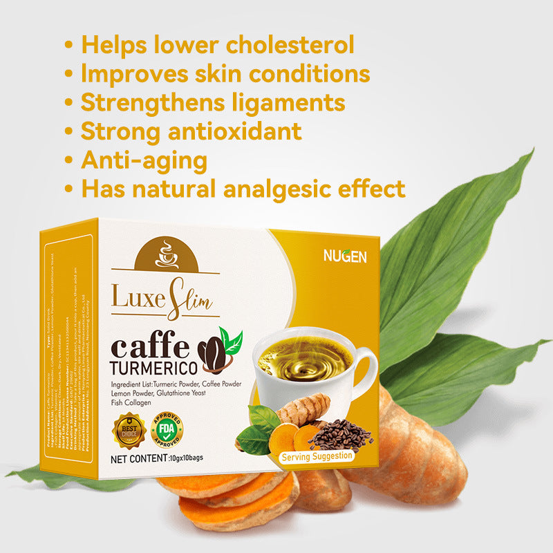 NUGEN Caffe Turmerico Drink with Lemon and Collagen | Turmeric Coffee Drink