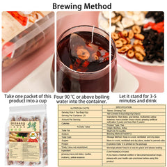 Ginseng Five Treasure Tea with Red Date, Goji Berries, Maca, Yellow Essence, and Mulberries (10g*25 teabags)