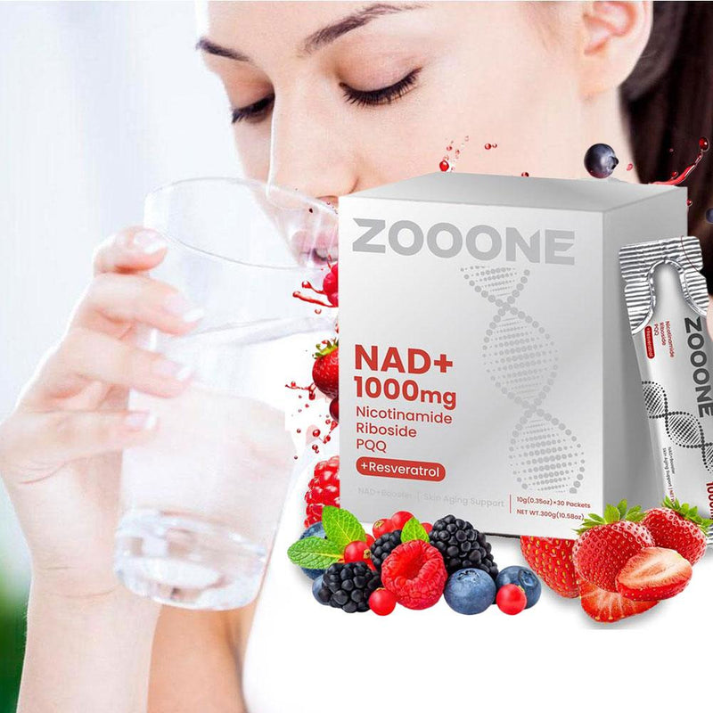 ZOOONE NAD+ Drink with Quercetin Phytosome, Resveratrol, and PQQ (30 sachets, 600mg Nicotinamide Riboside) | Dietary Supplement for Healthy Aging, DNA Repair, and NAD+ Booster
