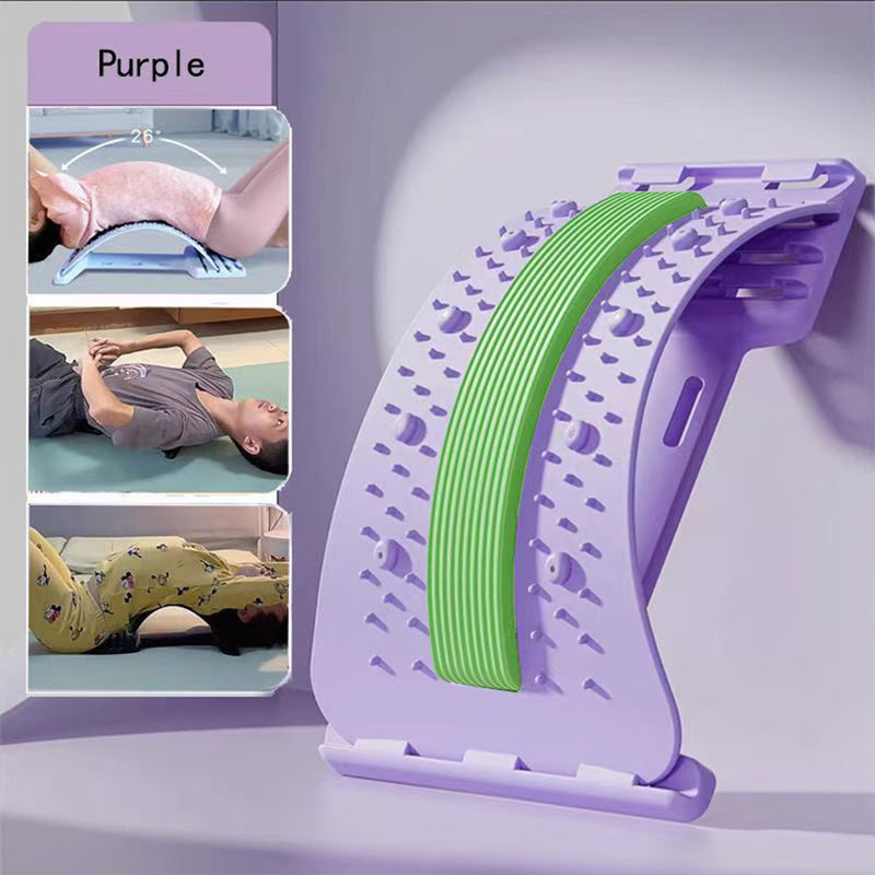 Adjustable Lumbar Stretcher for Back Pain Relief | 3-Level Back Stretcher, Lumbar Traction, and Lower Back Massage Board