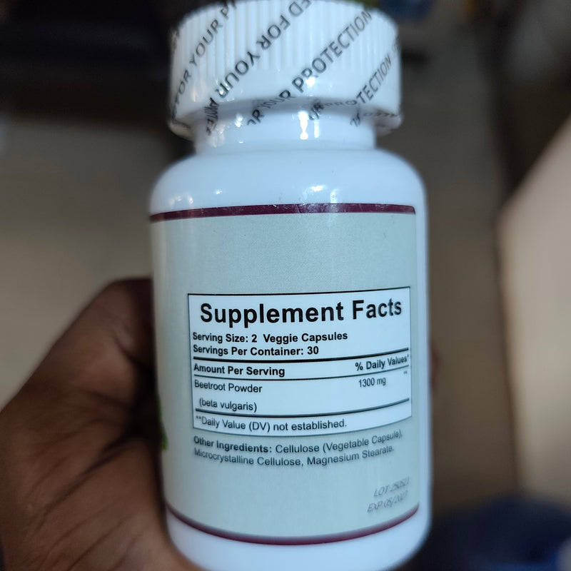 Beet Root Capsules (1300mg) | Dietary Supplement for Heart Health, Blood Circulation, and Nitric Oxide Support