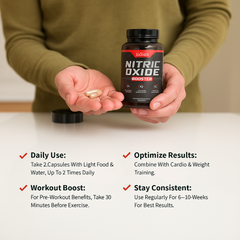 Nitric Oxide Booster Capsule with Amino Acid and Stamina Surge Blends (1500mg)