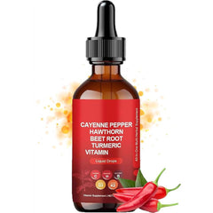 VASCU FLOW Cayenne Pepper Liquid Drops with Hawthorn, Beet Root, Turmeric, and Vitamins K2 & D3 (60ml)