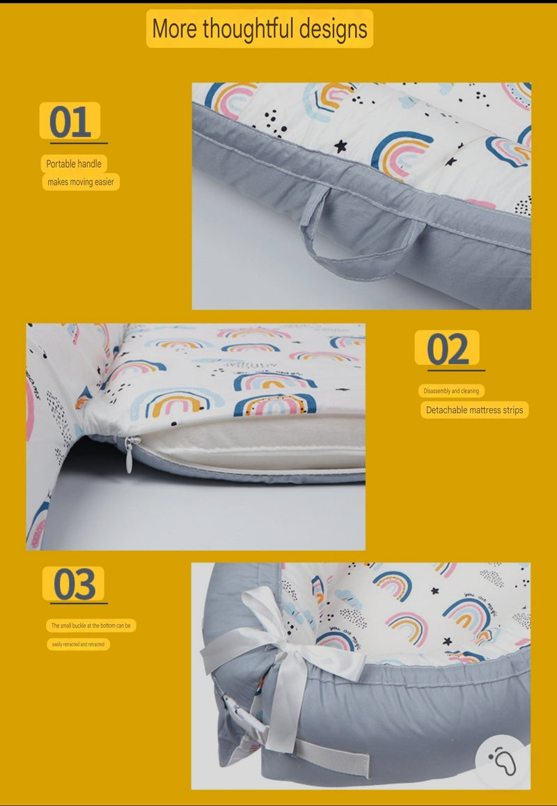 Portable and Ultra-Soft Baby Lounger (0-18 months old, 90*50cm size) | Anti-Pressure Bionic Baby Bed