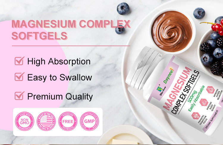 Magnesium Complex Softgels (100 softgels, 500mg) | Dietary Supplement for Calm, Relaxation, Nerve, Cognition, Sleep, and Menstrual Cramps