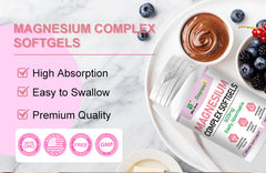 Magnesium Complex Softgels (100 softgels, 500mg) | Dietary Supplement for Calm, Relaxation, Nerve, Cognition, Sleep, and Menstrual Cramps