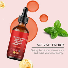 VASCU FLOW Cayenne Pepper Liquid Drops with Hawthorn, Beet Root, Turmeric, and Vitamins K2 & D3 (60ml)