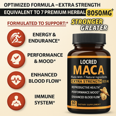 LOCRED Maca Capsule with Ashwagandha, Ginseng, Tribulus Terrestris, Shilajit, and Shatavari (8050mg)