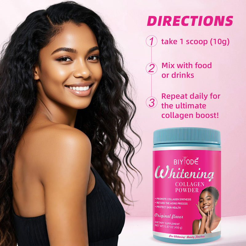 BIYODE Whitening Collagen Powder (450g size, 6g collagen, Unflavored) | Dietary Supplement for Anti-aging, Skin Health