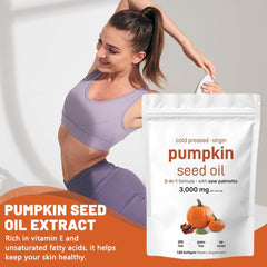 Pumpkin Seed Oil Capsule with Saw Palmetto (180 softgels, 3000mg Pumpkin Seed Oil, 300mg Saw Palmetto)