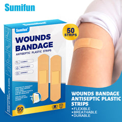 Wounds Bandage (50 strips) | Flexible, Breathable and Durable Antiseptic Plastic Strips