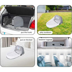 Portable and Foldable Baby Travel Bed with Mosquito Net and Toys (0-12 months, Grey) | Baby Crib and Storage Bag