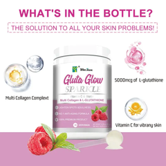 Gluta Glow Sparkle Powder with Multi-Collagen, L-Glutathione, and Vitamin C (300 grams, 30 servings)