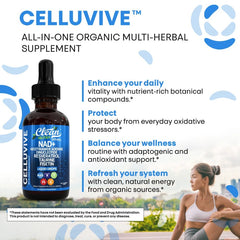 CELLUVIVE NAD+ Liquid Drops with Resveratrol, Taurine, Fisetin and Grape Seed (120ml, 30 servings) | Dietary Supplement for Healthy Aging, Cellular Energy, and Hydration Balance
