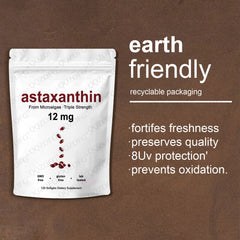 Astaxanthin Capsules (120 softgels, 12mg, from Microalgae)