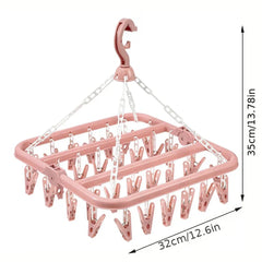 Multifunctional, Foldable and Space-Saving Laundry Hanger (32 pegs) | Plastic and Rotating Hanging Drying Rack