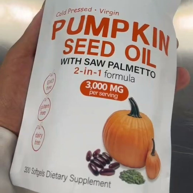 Pumpkin Seed Oil Capsule with Saw Palmetto (300 softgels, 3000mg Pumpkin Seed Oil, 300mg Saw Palmetto)