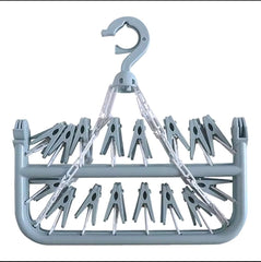 Multifunctional, Foldable and Space-Saving Laundry Hanger (32 pegs) | Plastic and Rotating Hanging Drying Rack