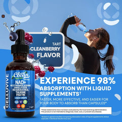 CELLUVIVE NAD+ Liquid Drops with Resveratrol, Taurine, Fisetin and Grape Seed (120ml, 30 servings) | Dietary Supplement for Healthy Aging, Cellular Energy, and Hydration Balance