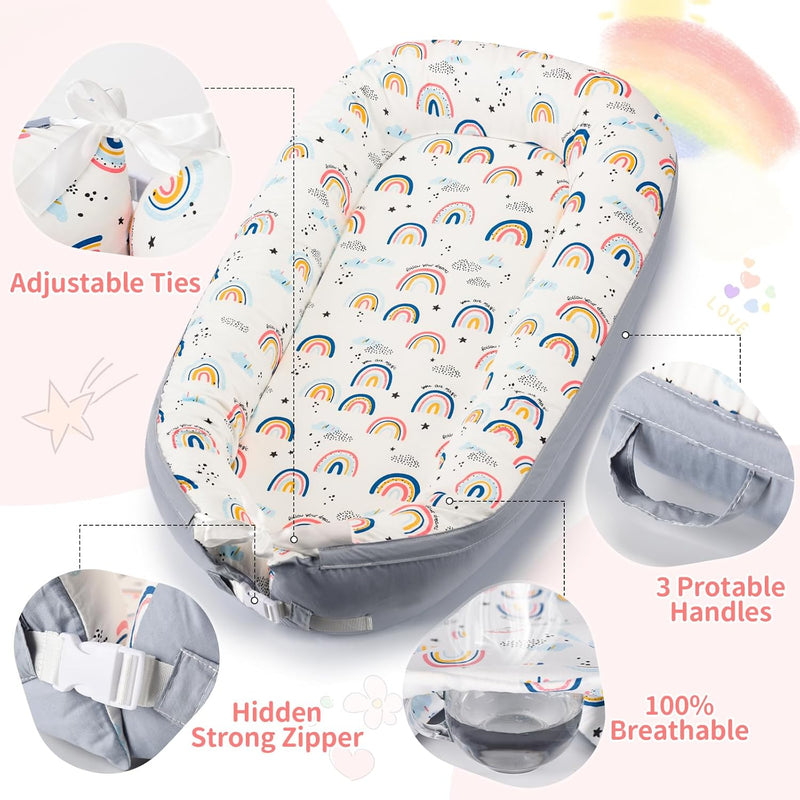 Portable and Ultra-Soft Baby Lounger (0-18 months old, 90*50cm size) | Anti-Pressure Bionic Baby Bed