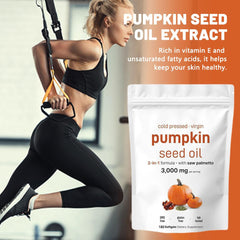 Pumpkin Seed Oil Capsule with Saw Palmetto (180 softgels, 3000mg Pumpkin Seed Oil, 300mg Saw Palmetto)