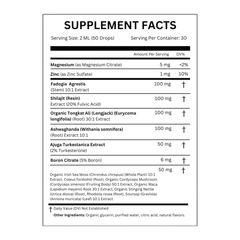 Tongkat Ali (Longkack) Liquid Drops with Shilajit, Ashwagandha, Turkesterone, and Fadogia Agrestis