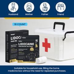 Lidocaine Pain Relief Gel-Patch (4% Lidocaine, 18 patches) | Medicated Patch for Body Aches and Pains