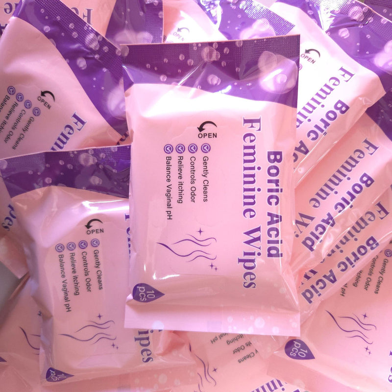 Boric Acid Feminine Wipes (10 pieces) | Yoni Wipes for Vaginal Odor, Itching, pH Balance