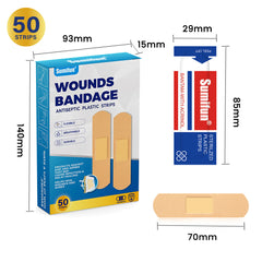 Wounds Bandage (50 strips) | Flexible, Breathable and Durable Antiseptic Plastic Strips